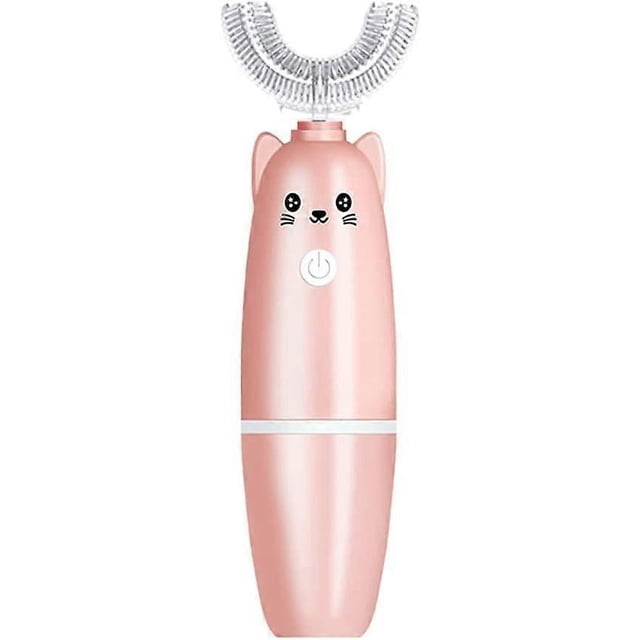 U-shaped Ultra Sonic Electric Toothbrush,IPX5,Kids 2-12Years Old(Pink)