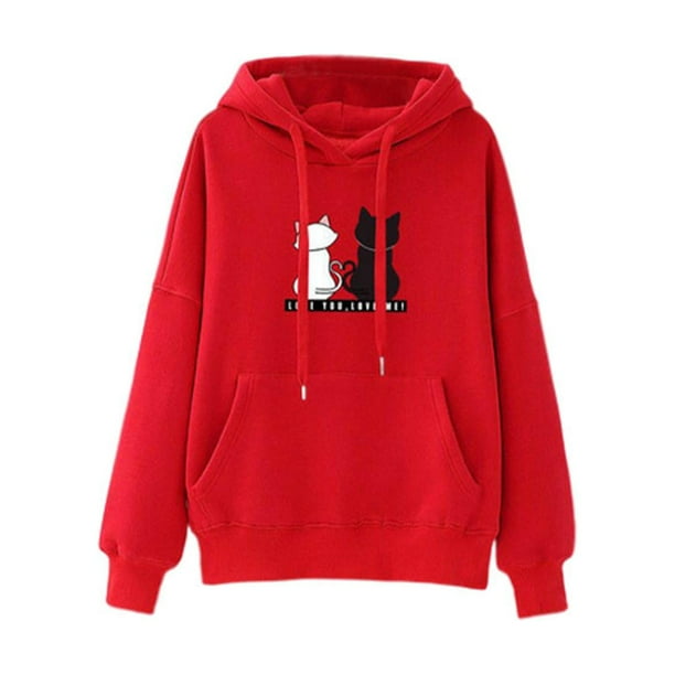 Sudadera con capucha de mujer Yuyangstore Tops elásticos informales con capucha Jersey para niñas Rojo s