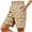 Khaki, variant on LEKWK Women's Utility Cargo Shorts High Waisted Relaxed Fit with Side Pockets Elastic Back Waist Lightweight Bermuda Shorts for Hiking Travel Outdoor Wear Light Blue M
