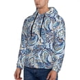 thumbnail image 3 of Kdxio Paisley Floral Branches Print Mens Casual Hooded Collar Drawstring Hoodies Pullover Sweatshirts Casual Long Sleeve Shirts-Large, 3 of 7