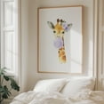 thumbnail image 5 of Giraffe, Jungle Animals, Safari Animals, Bubble Gum, Purple Flowers, Gender Neutral Nursery - Illustration Watercolor Whimsical Animal Floral Humor Oak Framed Wall Art Print 18 x 24 inches, 5 of 12