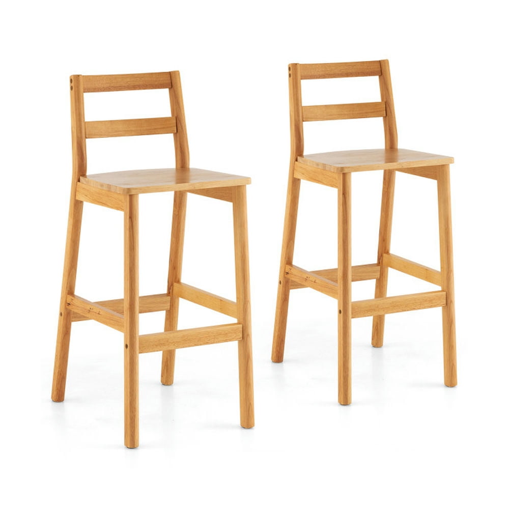 GVN Set of 2 28 Inch Rubber Wood Armless Bar Stools with Backrest and Footrest-Natural, Bar Height Stools, Counter Height Bar Stools for Kitchen, Dining Room GVN Set of 2 28 Inch Rubber Wood Armless Bar Stools with Backrest and Footrest-Natural, Bar Height Stools, Counter Height Bar Stools for Kitchen, Dining Room