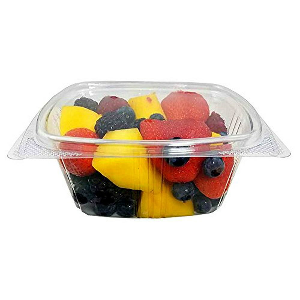 Koda Cup 16 oz. (Pint Size) RPET Clear Hinged Deli Meal Prep Fruit