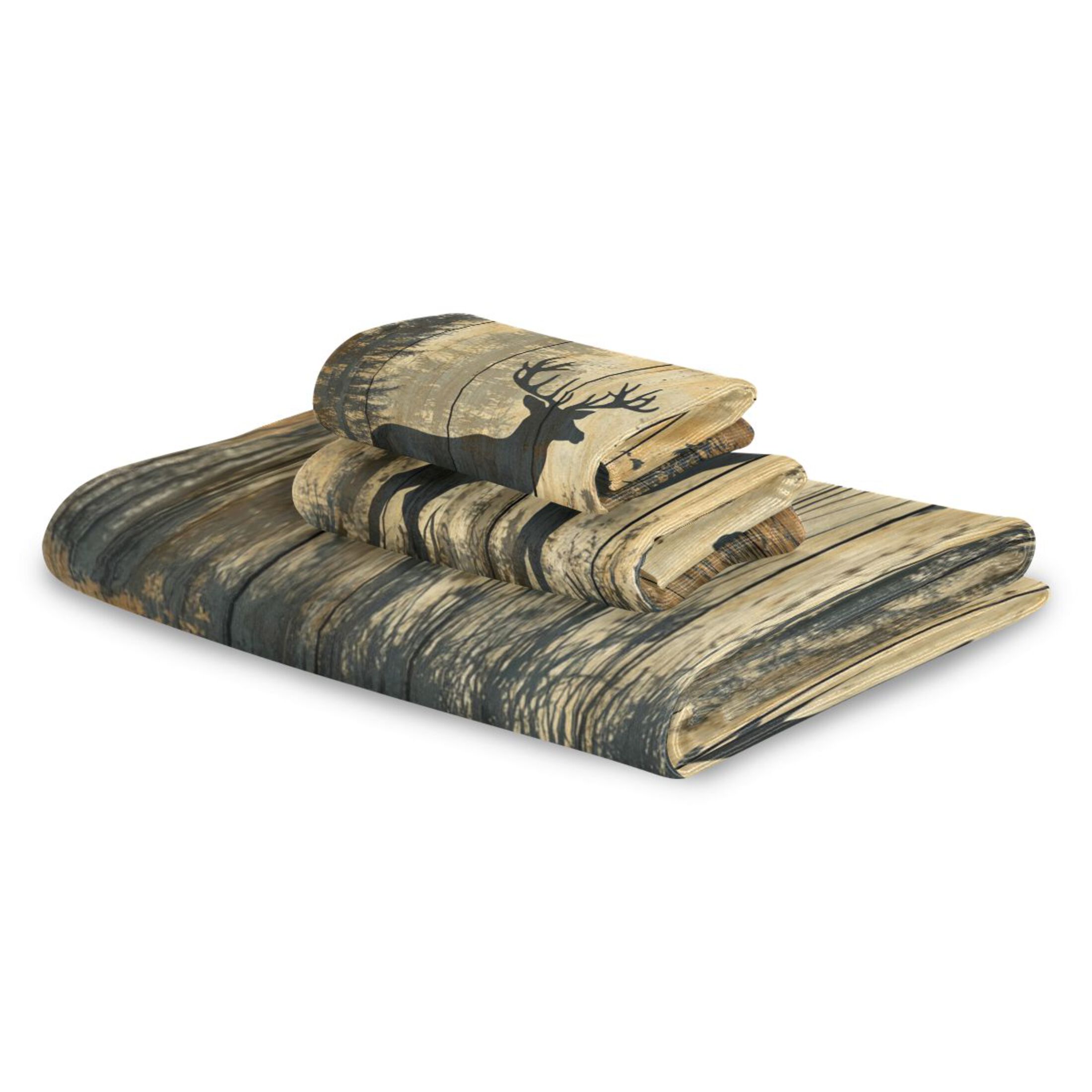 Wobogo Forest Deer Shadow Ultra Soft 3 Pack Cotton Towel Set Includes 1 Bath Towel 1 Face Towel and 1 Washcloth for Everyday Use Lightweight and Compact