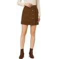 thumbnail image 1 of FALDA CHIC para Mujeres de Corduroy de Cintura Alta con Botones Decorativos, Falda Mini A Line 2XL Marrón, 1 of 7