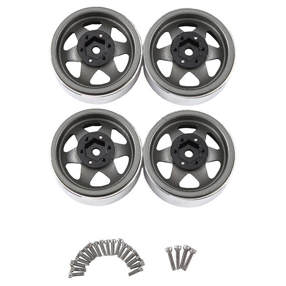 4pcs 1.9 Inch Metal Beadlock Wheel Hub Rim For 1/10 Rc Crawler Axial Scx10 Ii Iii Trx4 D90,gray