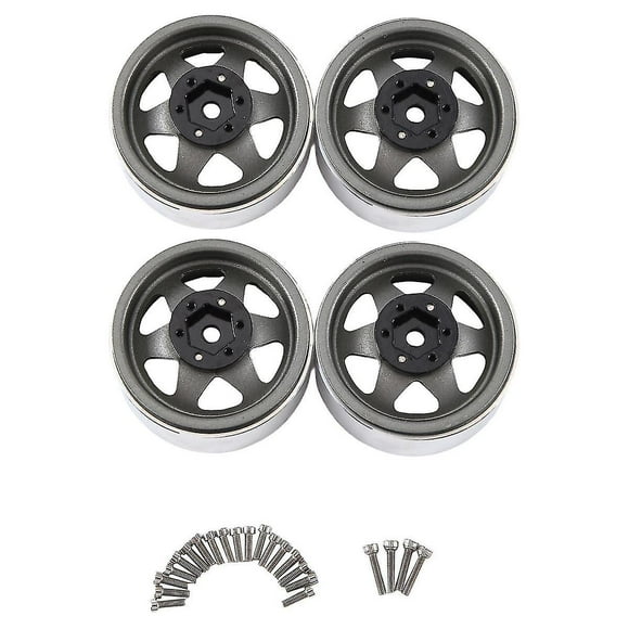 4pcs 1.9 Inch Metal Beadlock Wheel Hub Rim For 1/10 Rc Crawler Axial Scx10 Ii Iii Trx4 D90,gray