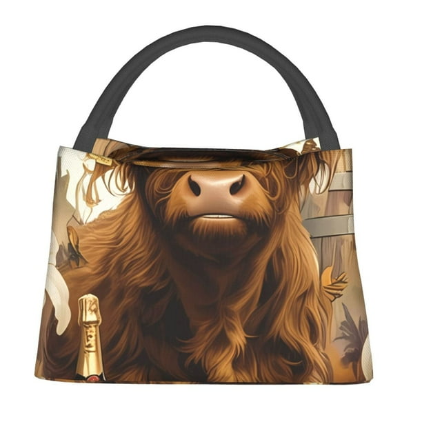 Fotbe Cow With Butterflies Lilies Bolsa Térmica Portátil con Estampado, Bolsa de Entrega de Alimentos Aislada, Bolsa Reutilizable de Gran Capacidad para Comidas y Supermercado