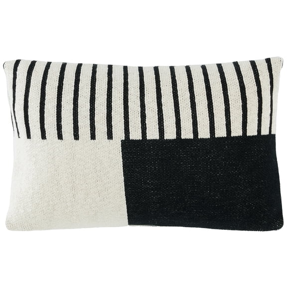 SAFAVIEH Drew 12" x 20" Traditional Ivory/Black Striped Cotton Decorative Pillow