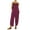 Wine, variant on Womens Cotton Linen Sleeveless Bib Overalls Casual Baggy Printed Wide Leg Capri Romper Summer Jumpsuits with Pockets