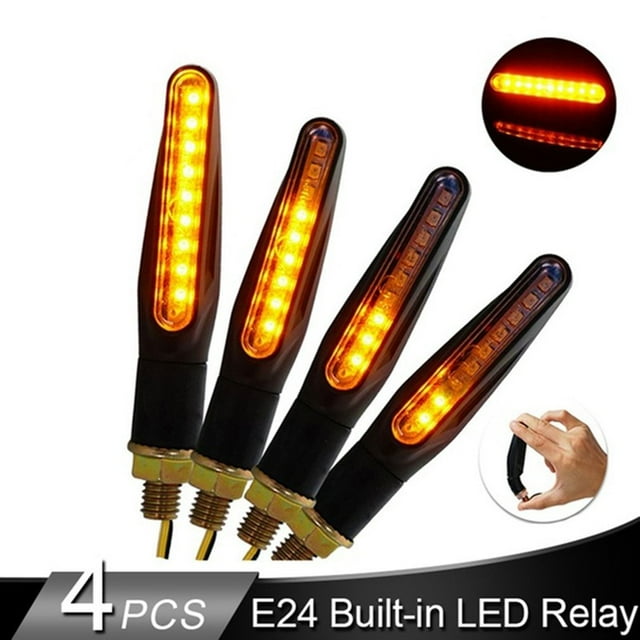 2/4 PCS Universal LED Motorcycle Turn Signal Light 12V IP68 Waterproof Sequential Amber Flasher Blinker Tail Lights Accessories