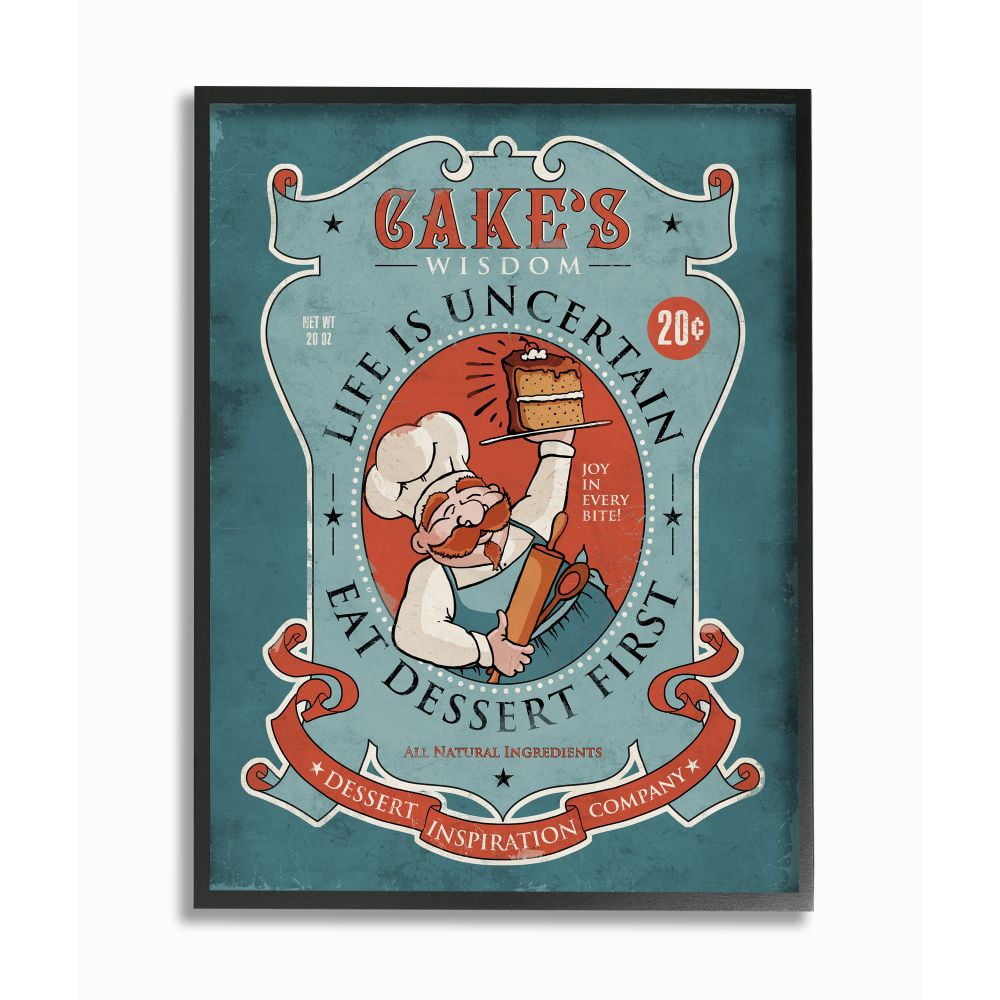 Stupell Industries Cake Wisdom Funny Vintage Comic Book Design Framed Wall Art by Ester Kay