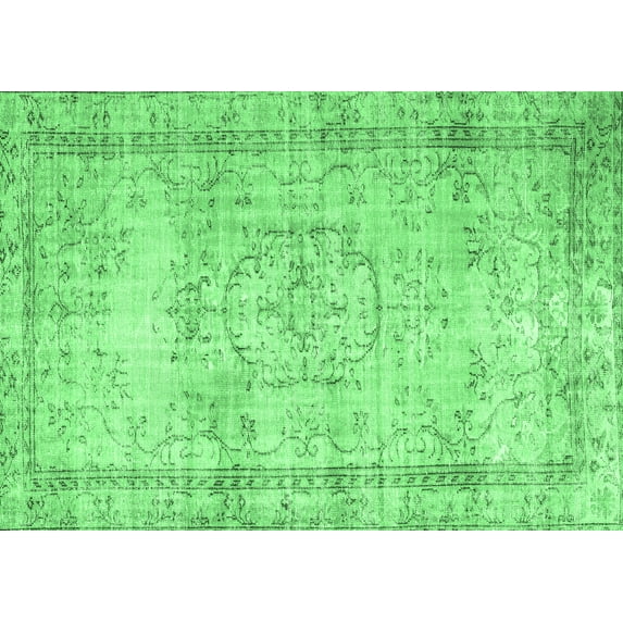Ahgly Company Indoor Rectangle Abstract Emerald Green Contemporary Area Rugs, 4' x 6'