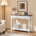 thumbnail image 3 of Alden Design 3 Drawer Console Table with Storage Shelf, White & Brown, 3 of 9