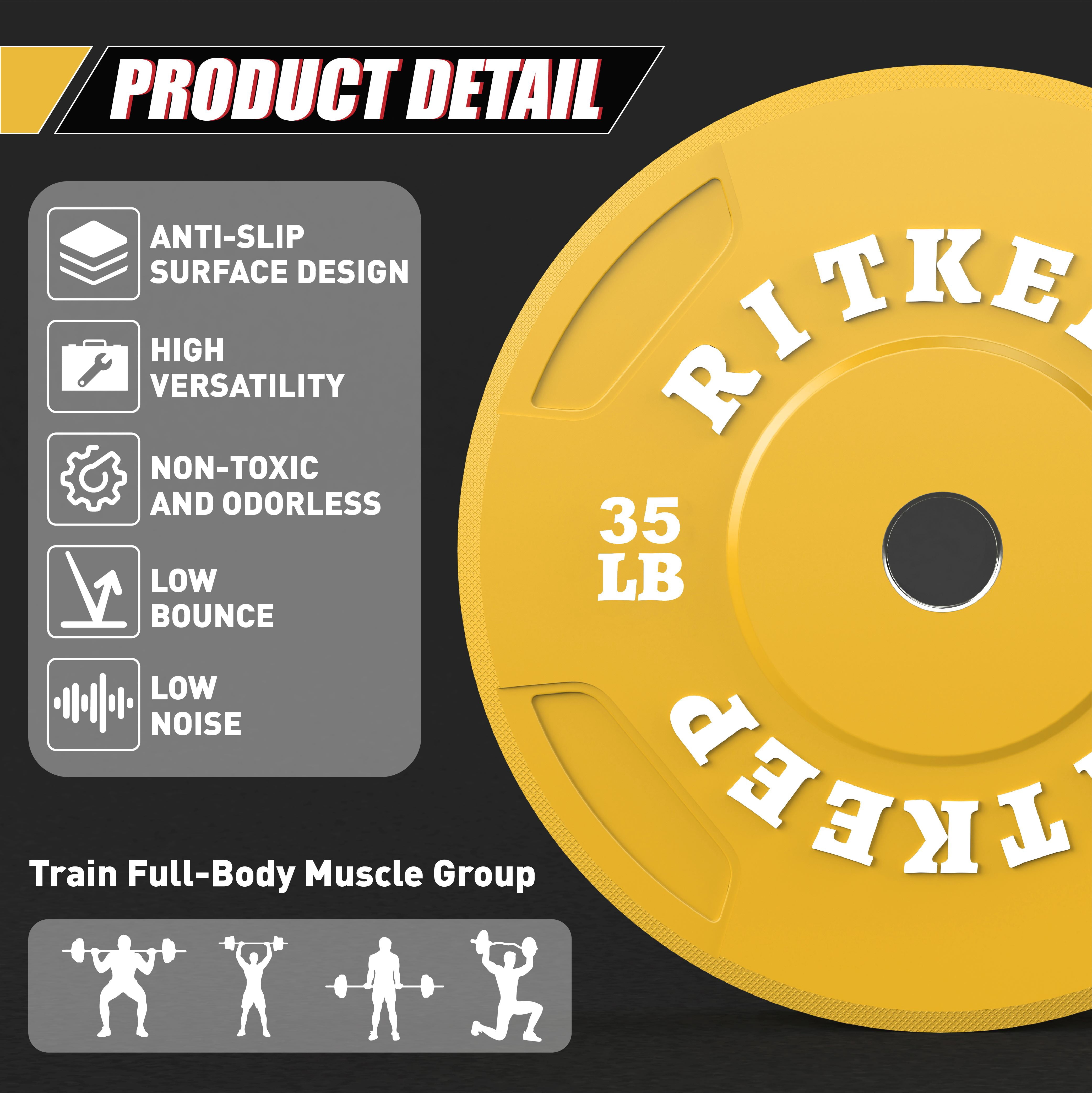 Ritkeep 2" Olympic Low Bounce Rubber Bumper Weight Plates for Home Gym
