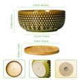 thumbnail image 4 of 8 inch Succulent Planter Bowl Modern Ceramic Pot with Drainage & Bamboo Saucer Shallow Pots for Bonsai Trees Cacti Brown-Green, 4 of 9