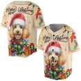 thumbnail image 3 of Merry Christmas Santa Poodle Scarf Twinkling Lights Xmas Holiday All Over Print 3D Baseball Shirt Poodles Dog Lover Gifts Idea Softball Sport - 00022, 3 of 6