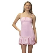 Juniors' madden girl Lace Bubble Hem Mini Dress Color: Pale Pink Size: SMALL