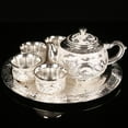 thumbnail image 3 of Elegant Teapot / Tray Zinc Alloy Drinking Tea Cups Tea Set Gift White, 3 of 8
