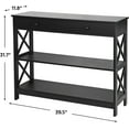 thumbnail image 3 of 39.5 Inch Narrow Console Table, 3 Tier Entryway Table Sofa Side Table with Drawer and Storage Shelves for Hallway, Living Room, Bedroom, Stable X Frame Design, Black, 3 of 5