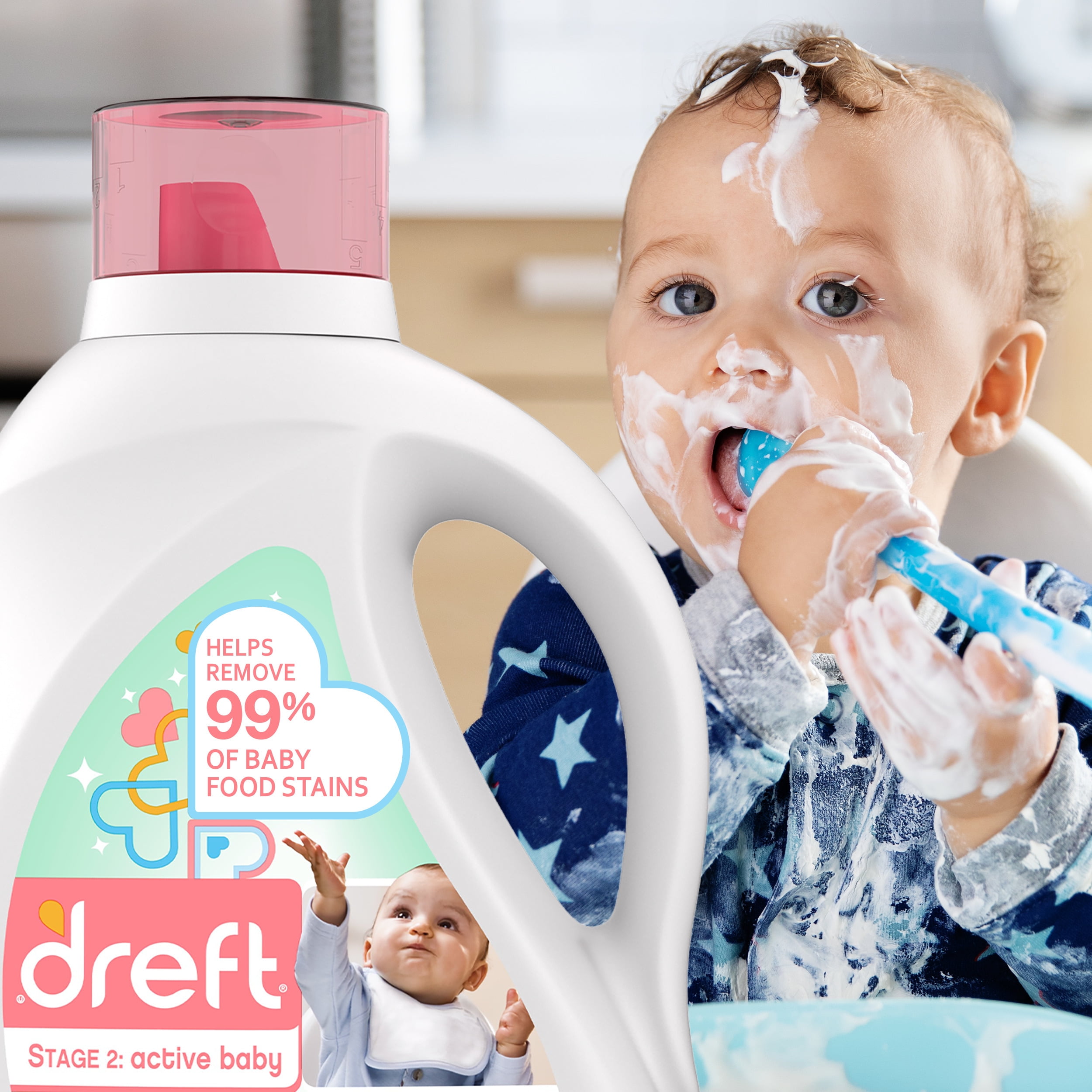 Comprar Detergente Líquido Dreft etapa 2: Bebe Activo, 64 lavadas, 92 oz