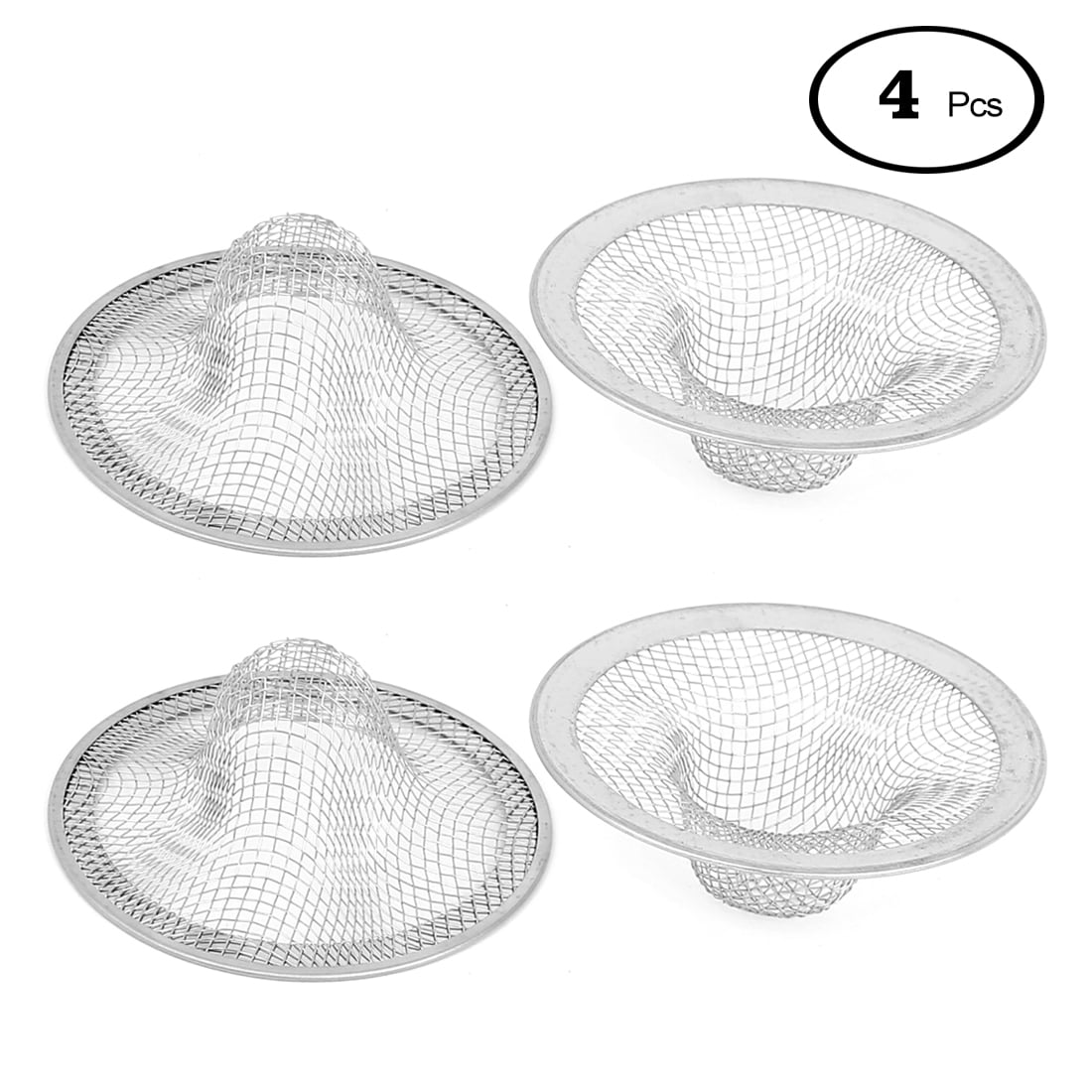 Unique Bargains Home Kitchen Bathroom Mesh Hole Basin Sink Drain Strainer Silver Tone 4Pcs