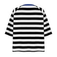 thumbnail image 2 of Dezsed 3/4 Sleeve Shirts for Women Casual Summer Crewneck Striped Color Block T-Shirt High Low Pullover Tee Tops Black XXL, 2 of 3