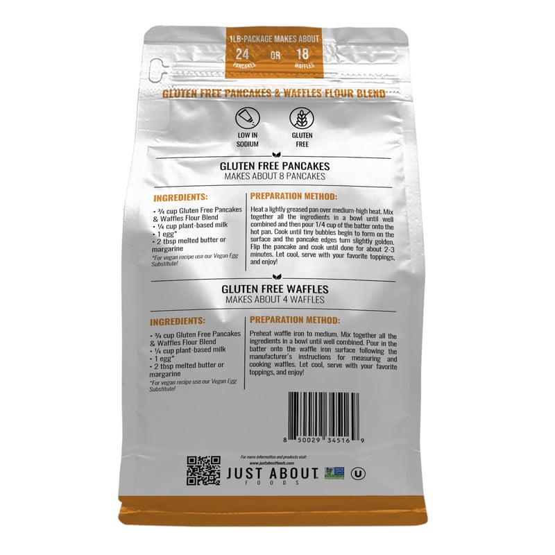 Just About Foods Gluten Free Pancakes and Waffles Flour Blend 1 lb