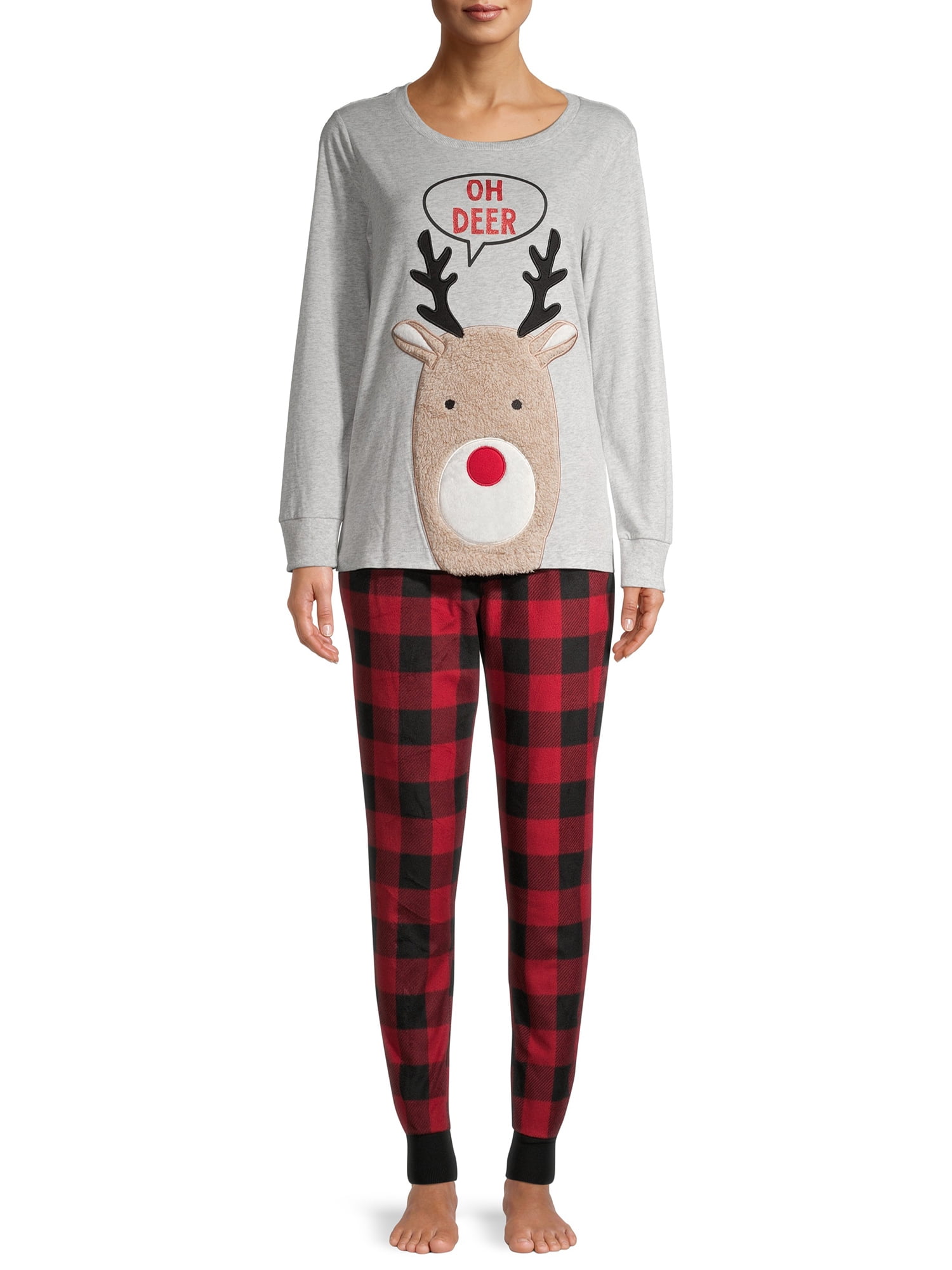 Matching Family Christmas Pajamas Women's and Women's Plus Oh Deer 2 ...