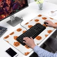 thumbnail image 2 of Long Mouse Pads for Desk,White Halloween Pumpkins Desk Mats on Top Of Desks, Desk Mouse Pad Extra Large with 3mm Non-Slip Base and Stitched Edge for Gaming,Office,Work,Home 31.5x15.7in, 2 of 5