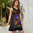 thumbnail image 5 of DIA DE LOS MUERTOS Mexico Women's Tank Dress V Neck Sleeveless Summer Sundress, 5 of 7