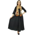 thumbnail image 4 of Bimba Flared Pom-Poms Cotton Black Kurta Anarkali Classic Dress With Scarf-16, 4 of 7