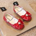 thumbnail image 5 of Hinvhai Girl's Bow Dress Shoes Ballet Princess Flats with Rhinestone Strap for Party Wedding School, Toddler/Little Kid/Big Kid Red 3(36), 5 of 8