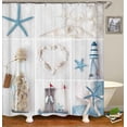 thumbnail image 3 of Juego de 4 cortinas de ducha con diseño de tortuga marina verde, peces tropicales, caballitos de mar, medusas, estrellas de mar, corales, animales del océano, decoración submarina para baño, cortina, 3 of 7