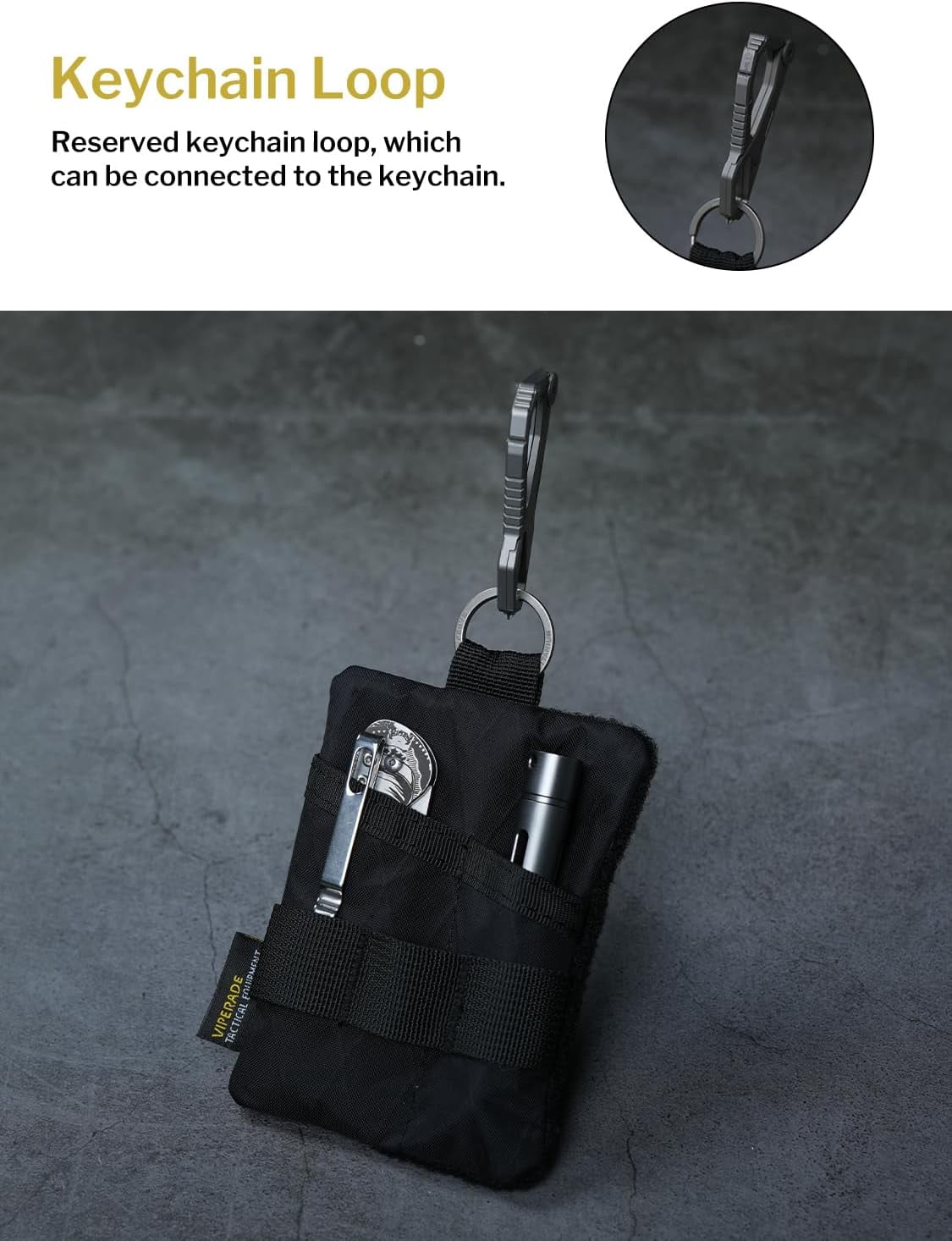 VIPERADE VE15 Small EDC Pouch, Pocket Organizer, EDC Pocket Pouch with DIY Patches Area, EDC Pocket Organizer Wallet for Cards, Small Tool Pouch for EDC Gears