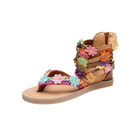 

Avamo Ladies Vacation Anti Slip Open Toe Flat Sandal Lady Work Comfortable Flats Gladiator Sandals Zip-Up Flip Flops