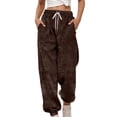thumbnail image 2 of MAIHAN-Womens Joggers with Pockets Casual Loose Striped Drawstring Elastic High Waist Pants Athletic Straight Leg Sweatpants Lounge Travel Joggers Fall Fashion Must Haves(Coffee,XL), 2 of 5