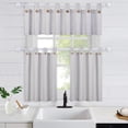 thumbnail image 3 of Haperlare Linen Striped 54"W x 15"L Kitchen Curtain Valance with Button Cafe Curtain Valance for Living Room Bathroom, Gray, 1 Panel, 3 of 8