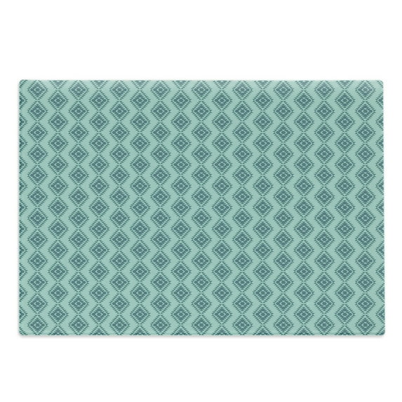 Ethnic Cutting Board, Abstract Geometric Inspired Modernized Continuous Pattern, Decorative Tempered Glass Cutting and Serving Board, in 3 Sizes, by Ambesonne