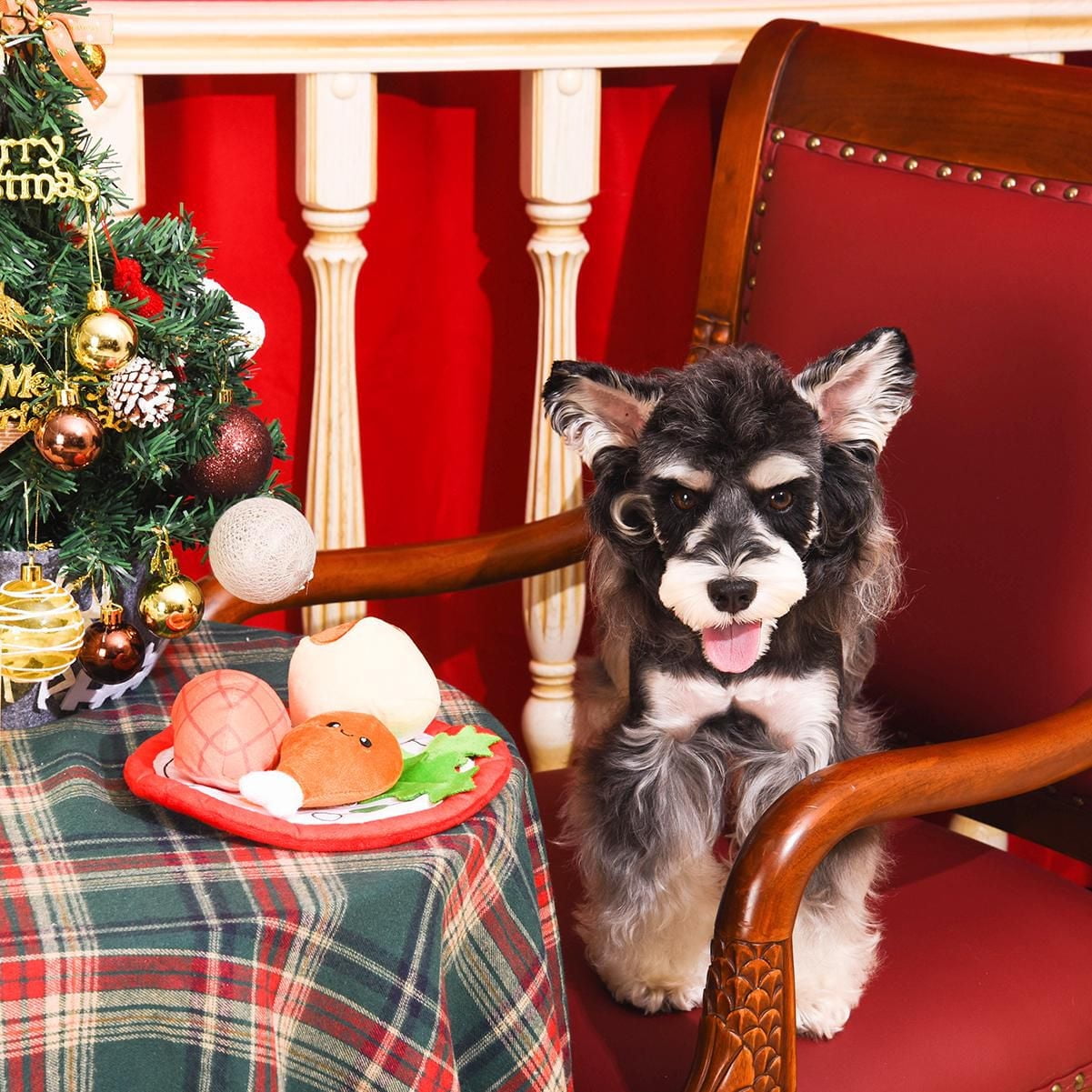 Hugsmart Christmas Dinner Dog Interactive Toy - Snuffle, Squeaky, for Small & Medium Dogs