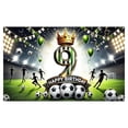 thumbnail image 1 of 9th Birthday Theme Banner with Stadium Background Green Gold 9 Polyester Photo for Party, 1 of 3