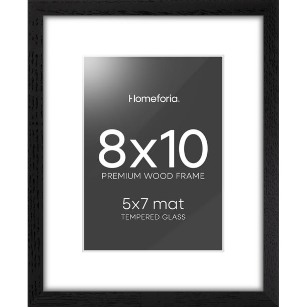 Marco de fotos Homeforia Black Wood 8x10 con vidrio templado mate de 5x7