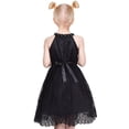thumbnail image 4 of Vestido de Niña Negro de Encaje con Pedrería, Cuello Halter, Formal, Fiesta, Vestido de Gala, 6 Años, 4 of 8