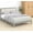 Beige,Gray + Cotton,Linen,Particle Board+MDF,Rubber Wood+B, variant on Nordic Style Bed Frame,Platform Bed Frame with Wooden Slats