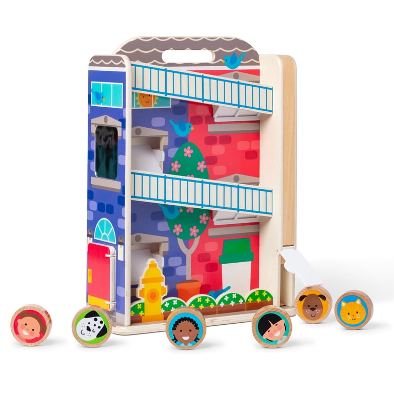 Melissa & Doug GO Tots Wooden Town House Tumble, 6 Disks photo 1