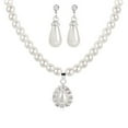 thumbnail image 6 of Shenmeida 2Pcs/set Wedding Faux Pearl Necklace Earrings Set Pearl Teardrop Bridal Rhinestones Jewelry for Women Bridesmaids Brides, 6 of 7