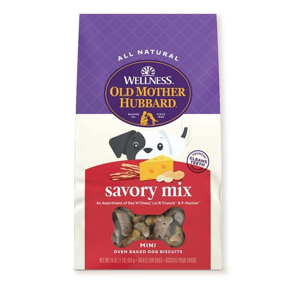 Old Mother Hubbard By Wellness Classic Savory Mix Baked Biscuit Treats for Dogs, Mini 16 Ounce Bag