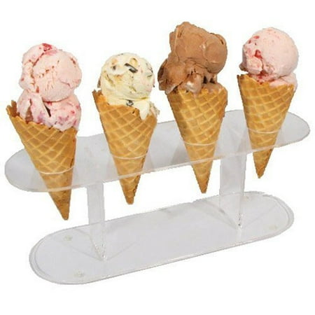 

Winco - ACN-4 Acrylic 4-Hole Ice Cream Cone Stand Set of 3