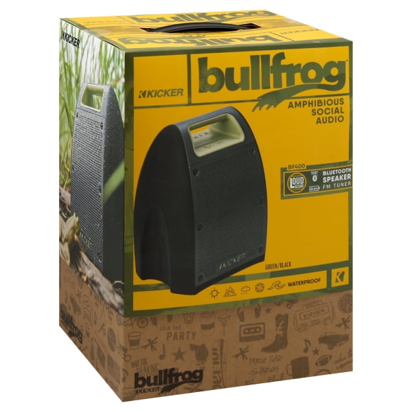 KICKER 43BF400G Bullfrog Outdoor Bluetooth Speaker with 20 Watt Amp & 360 Sound