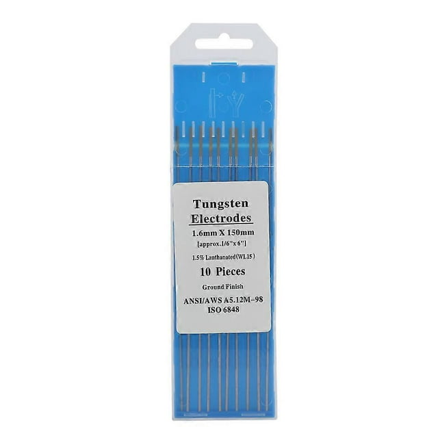 Lot de 10 électrodes TIG WL15 en tungstène et lanthane pour soudage d'alliages d'acier (1,6 mm x 150 mm)